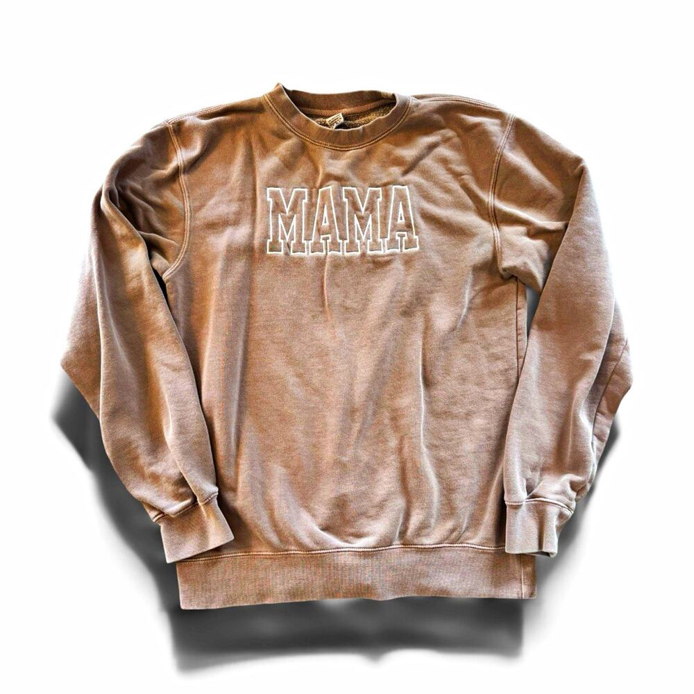 Independent Trading Co Mama Sweatshirt Small Brown Garment Dyed Crewneck Mom